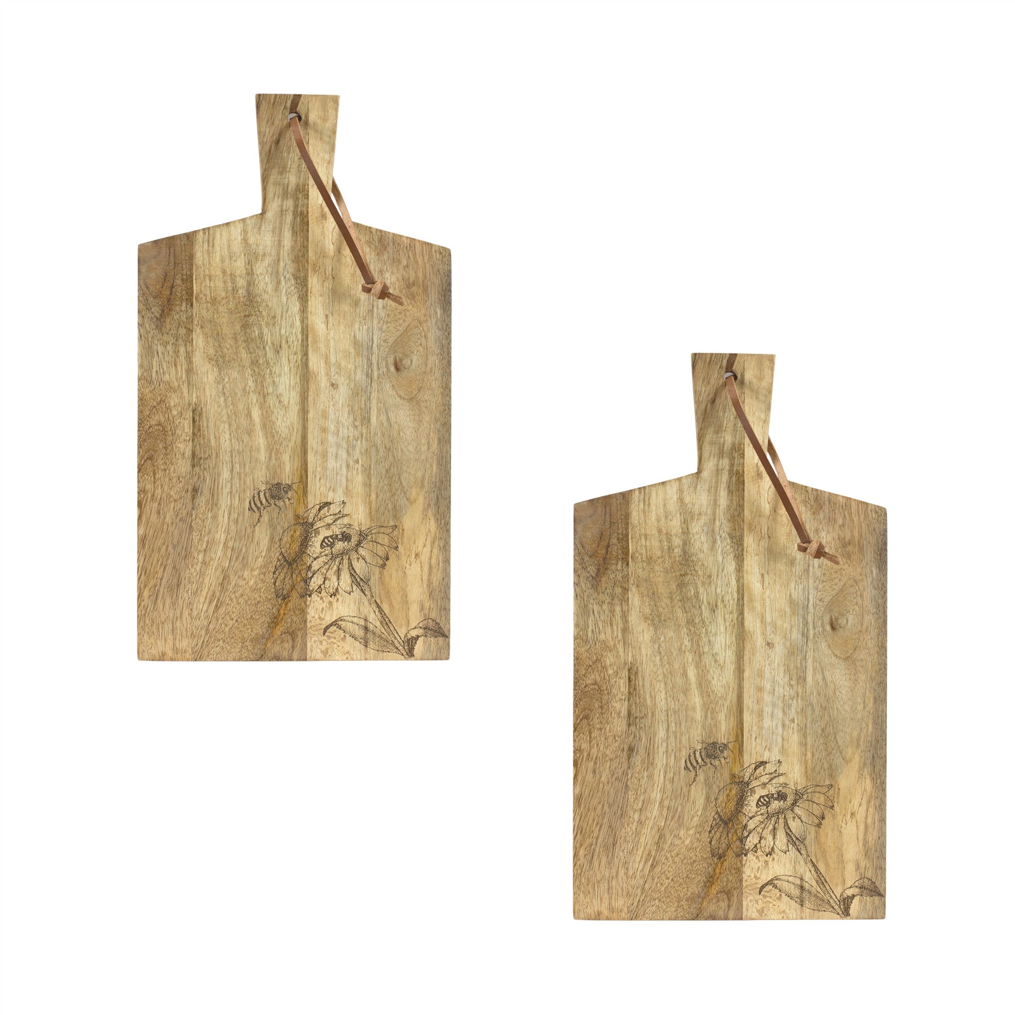 Set of Two Brown Solid and Manufactured Wood Cutting Boards Homeroots Kitchen & Dining