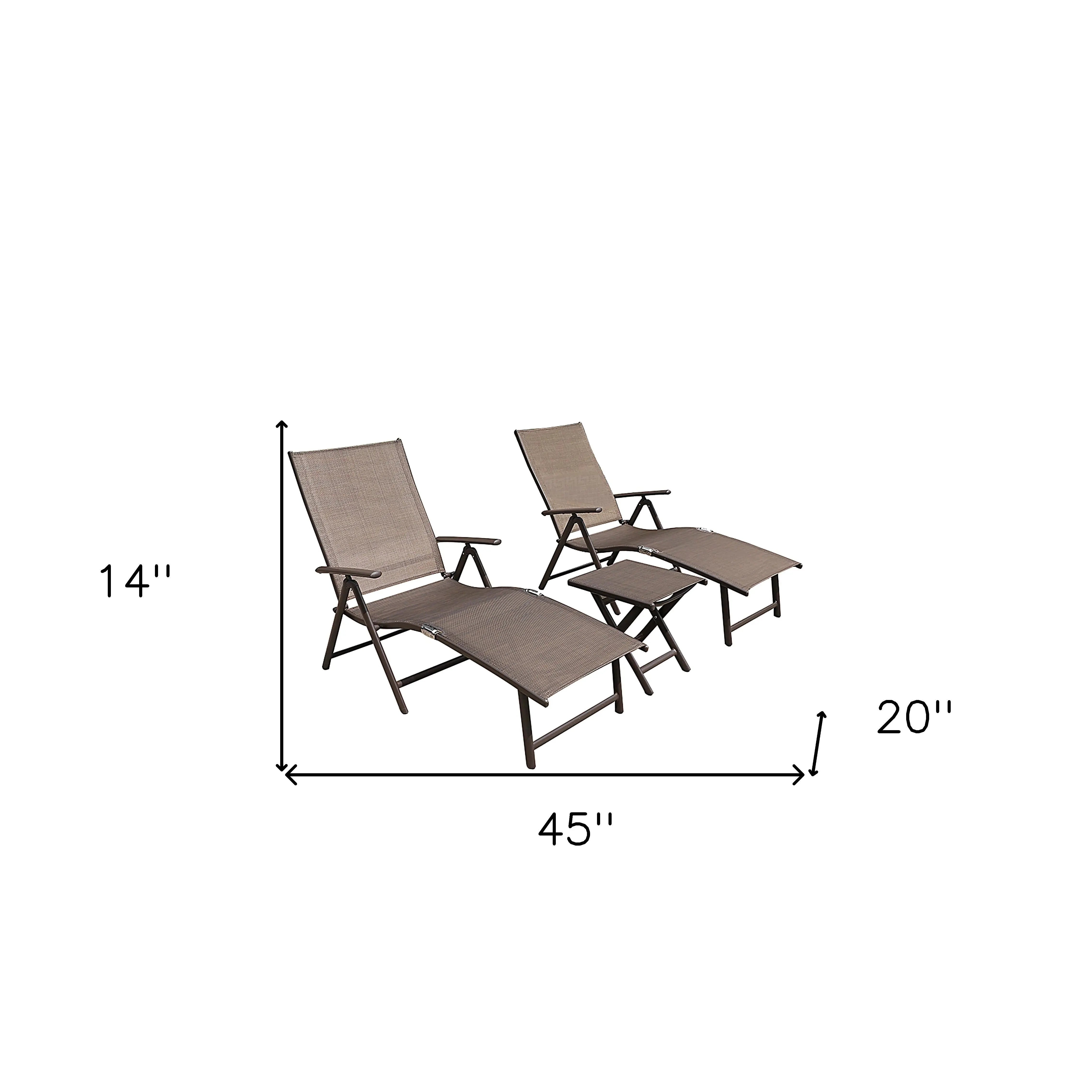 Set of Two Brown Steel Six Position Adjustable Outdoor Chaise Lounges Homeroots Outdoor