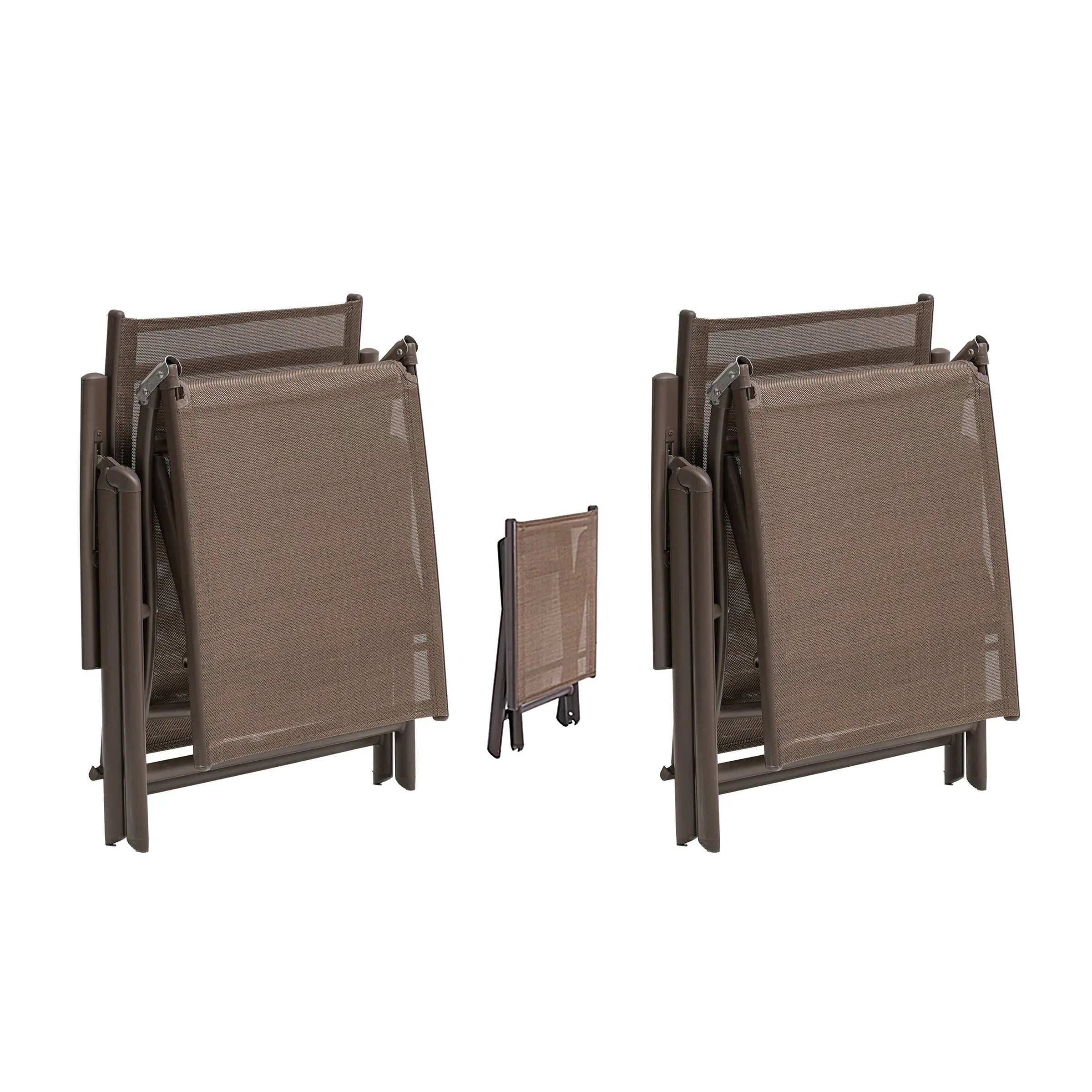 Set of Two Brown Steel Six Position Adjustable Outdoor Chaise Lounges Homeroots Outdoor