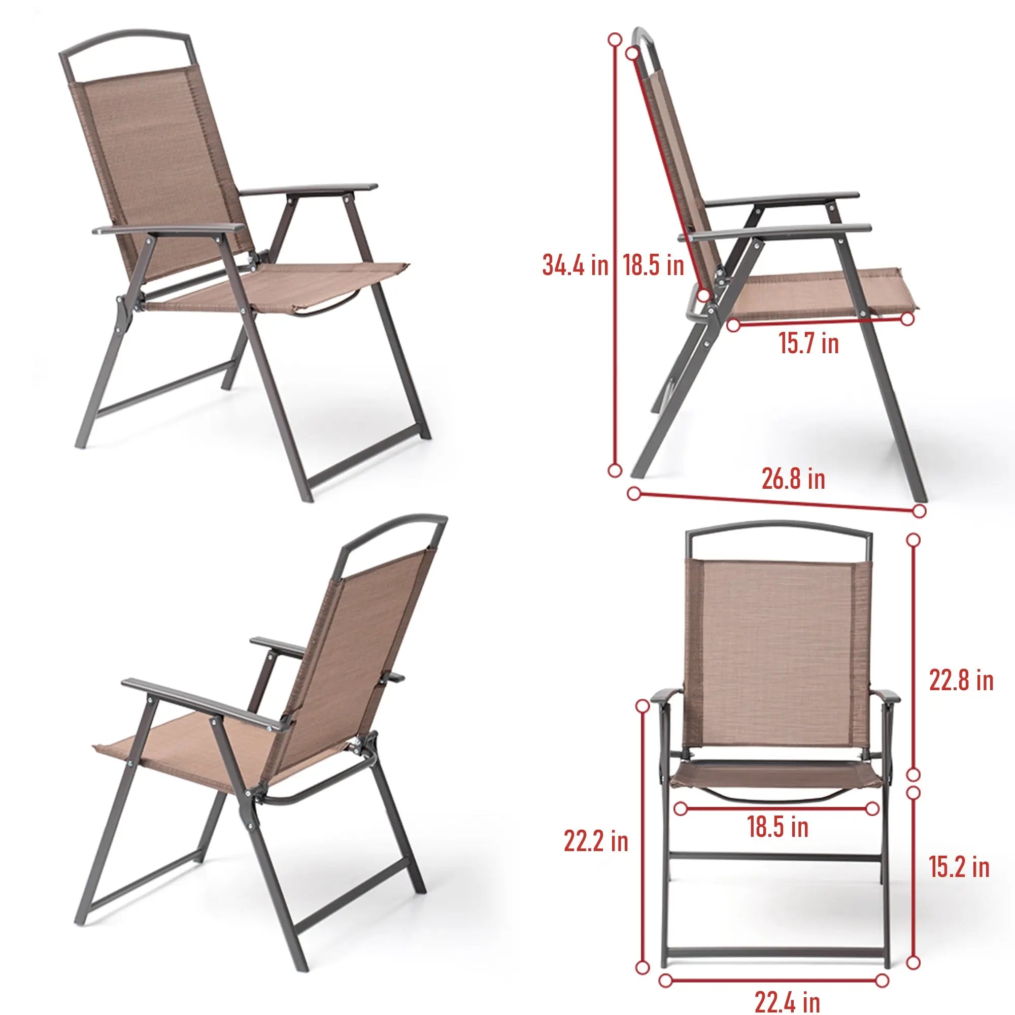 Set of Two Brown Steel Six Position Adjustable Outdoor Stacking Dining Chairs Homeroots Outdoor