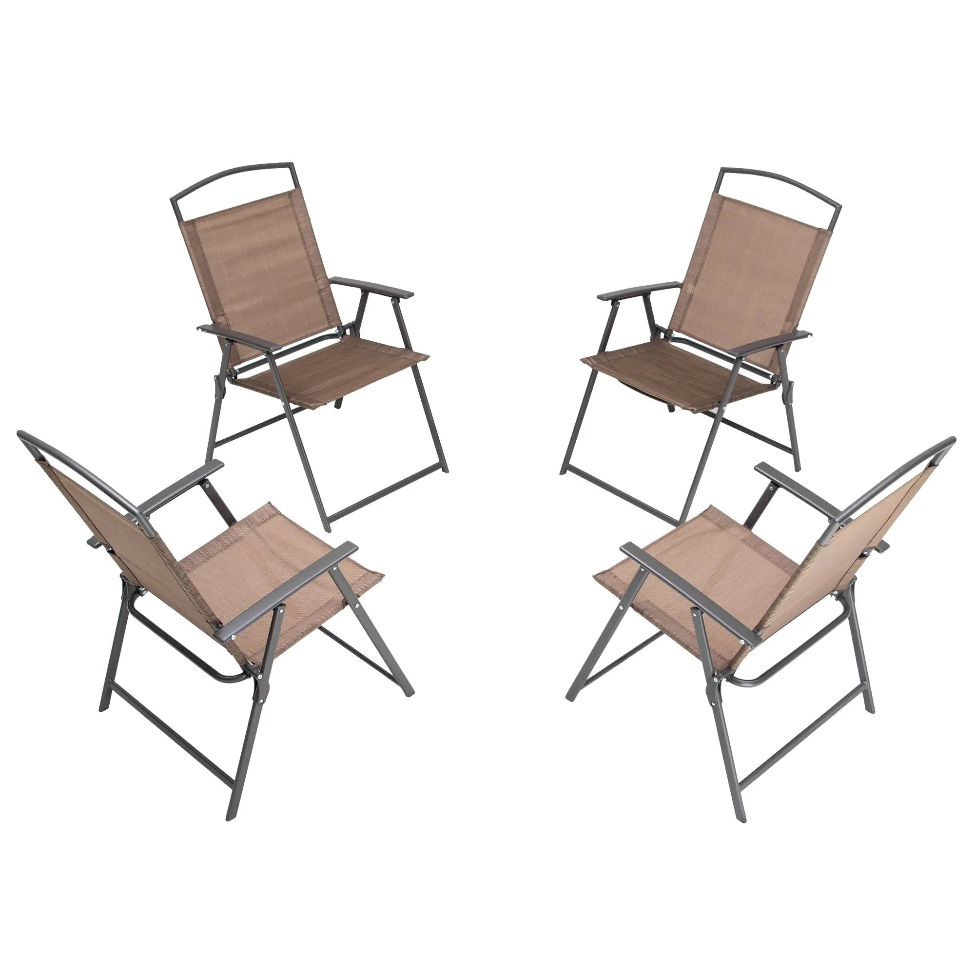 Set of Two Brown Steel Six Position Adjustable Outdoor Stacking Dining Chairs Homeroots Outdoor