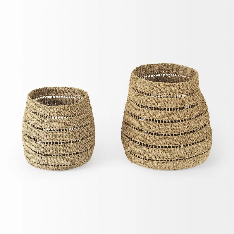 Set of Two Brown Wicker Basket - GreatEagleInc