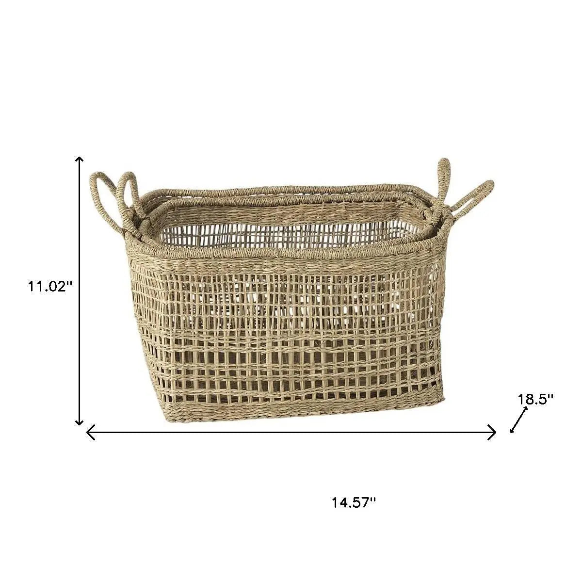 Set of Two Brown Wicker Basket - GreatEagleInc
