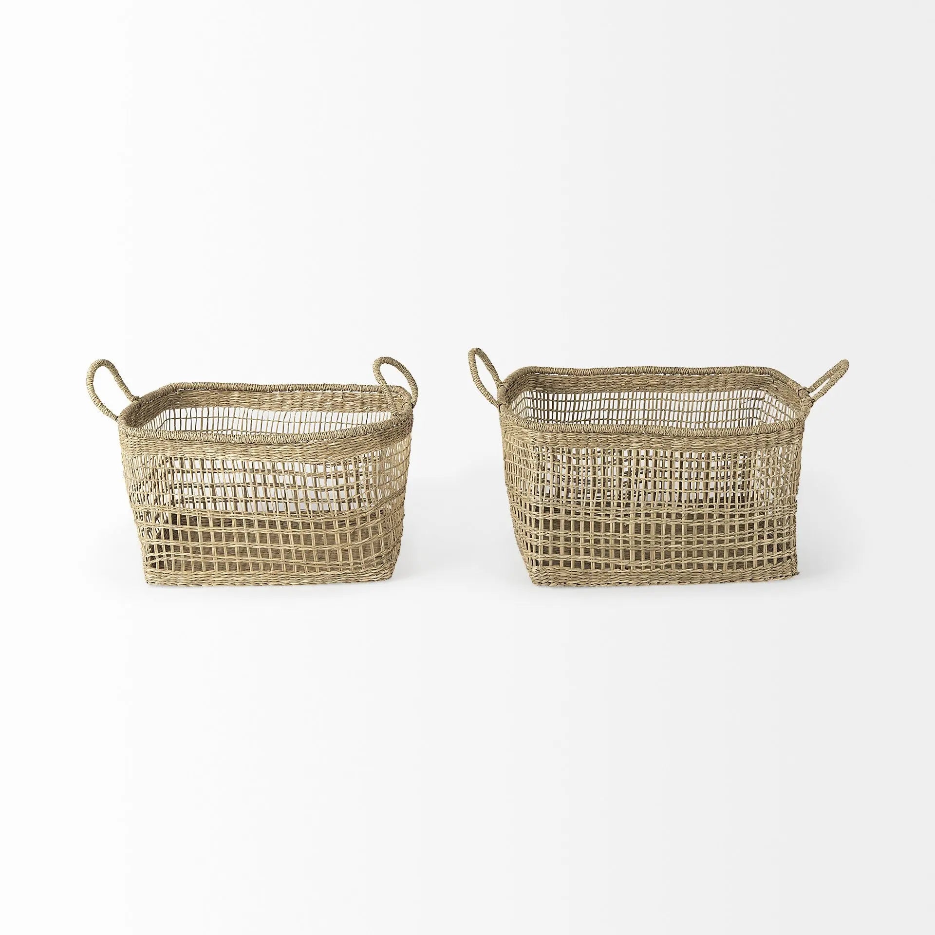 Set of Two Brown Wicker Basket - GreatEagleInc