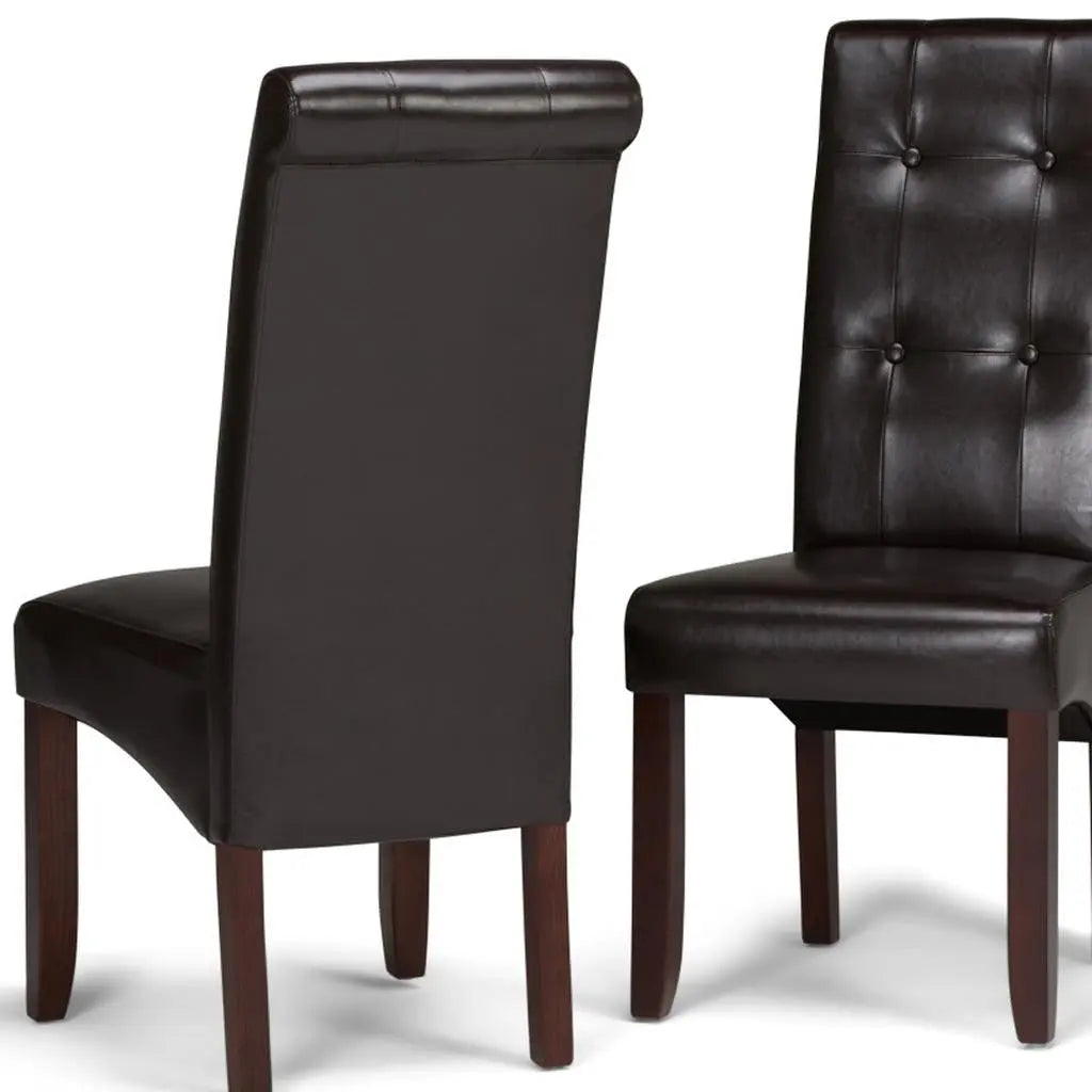 Set of Two Brown Wood Dining Parsons Chairs Homeroots Kitchen & Dining