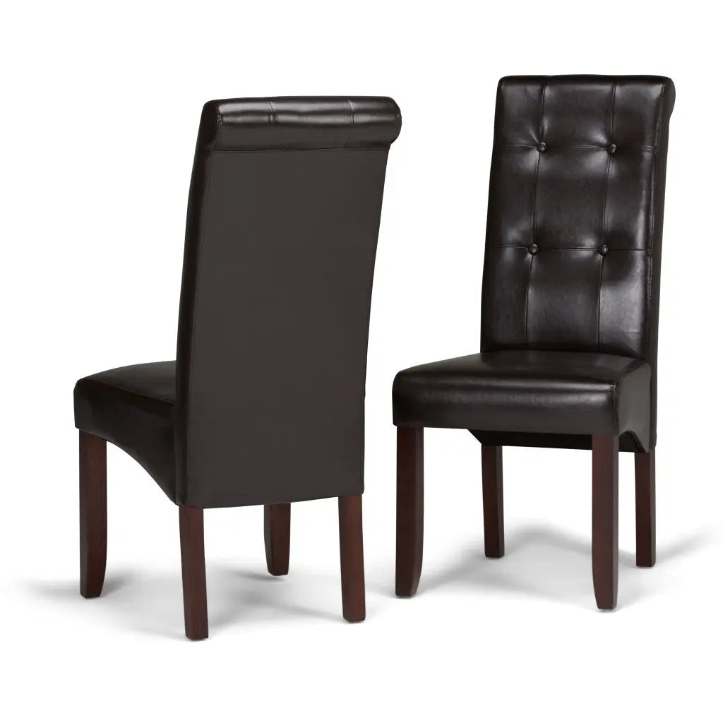 Set of Two Brown Wood Dining Parsons Chairs Homeroots Kitchen & Dining