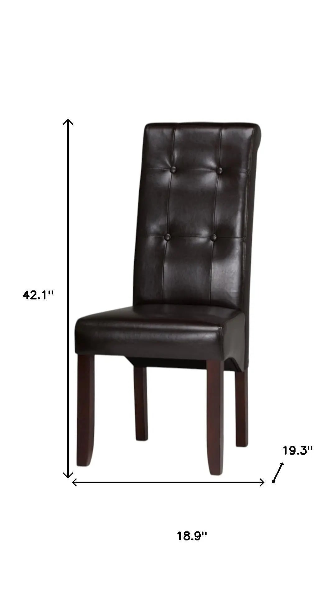 Set of Two Brown Wood Dining Parsons Chairs Homeroots Kitchen & Dining
