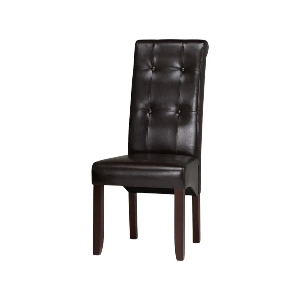 Set of Two Brown Wood Dining Parsons Chairs Homeroots Kitchen & Dining