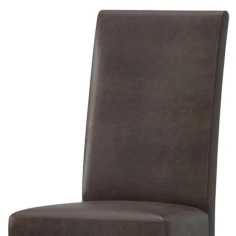 Set of Two Brown Wood Dining Parsons Chairs Homeroots Kitchen & Dining