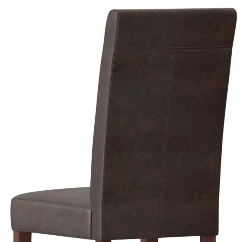 Set of Two Brown Wood Dining Parsons Chairs Homeroots Kitchen & Dining