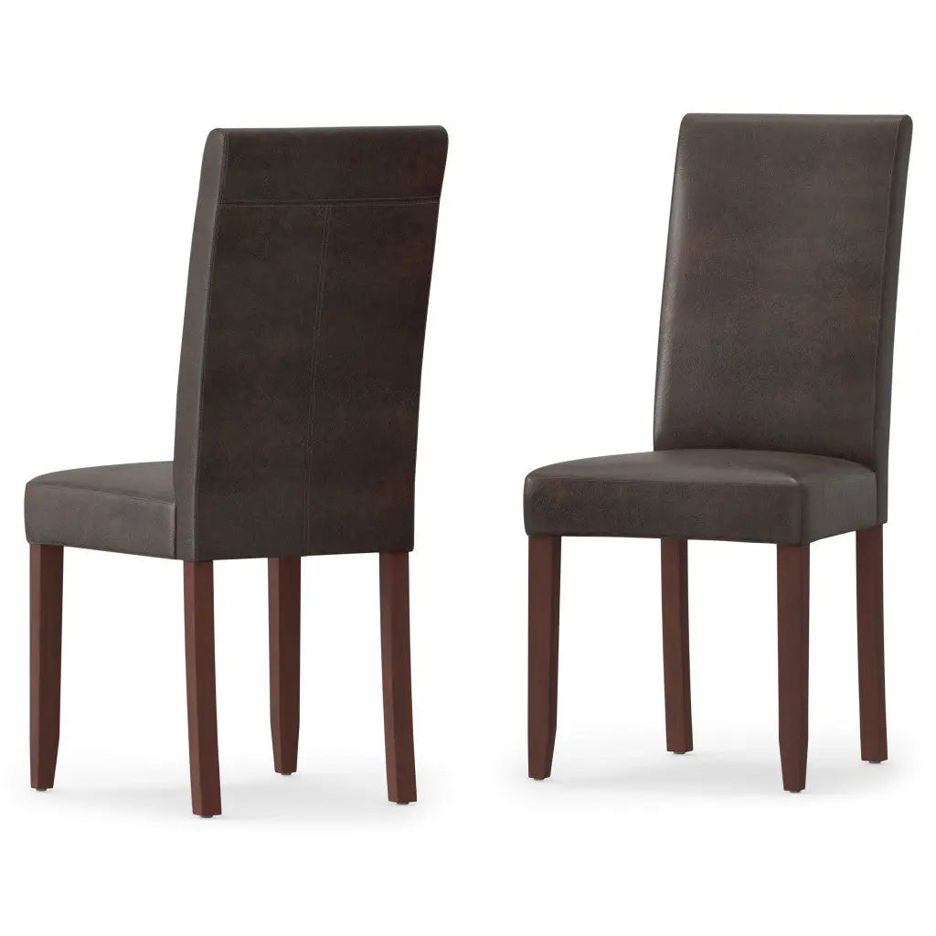 Set of Two Brown Wood Dining Parsons Chairs Homeroots Kitchen & Dining