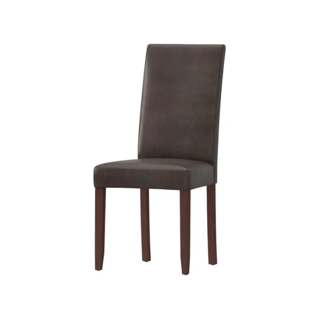 Set of Two Brown Wood Dining Parsons Chairs Homeroots Kitchen & Dining