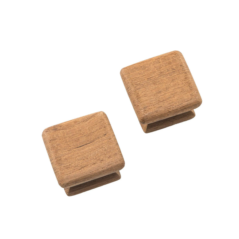 Set of Two Brown Wood Square Drawer Pull Knobs GreatEagleInc