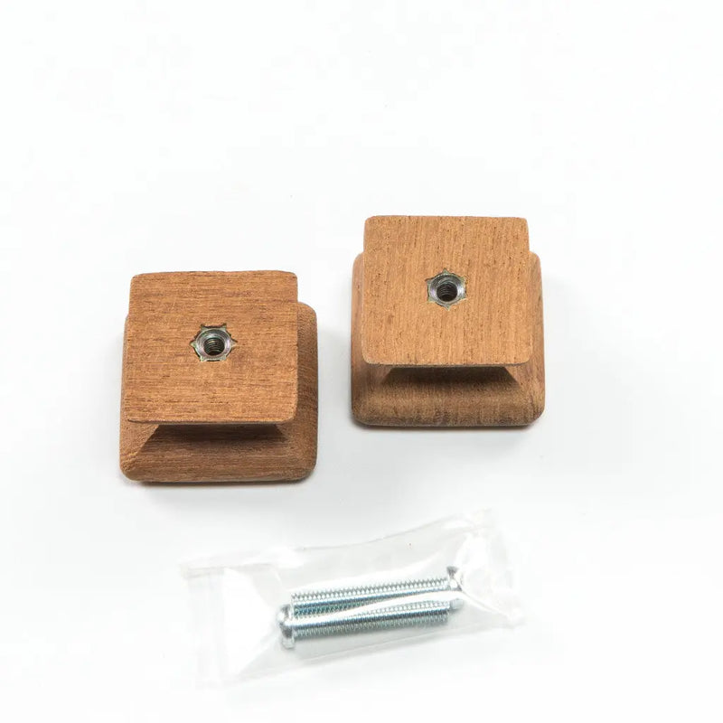 Set of Two Brown Wood Square Drawer Pull Knobs GreatEagleInc