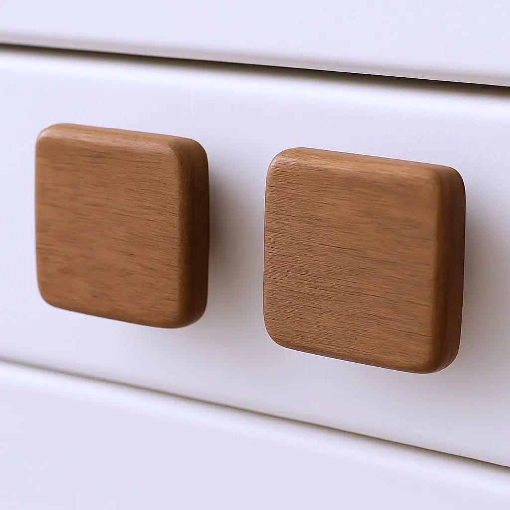 Set of Two Brown Wood Square Drawer Pull Knobs GreatEagleInc