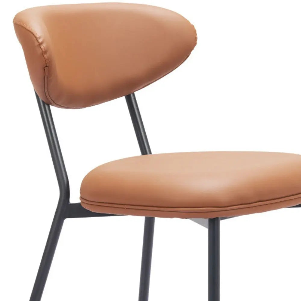 Set of Two Brown and Black Faux Leather Open Back Dining Side Chairs Homeroots Kitchen & Dining