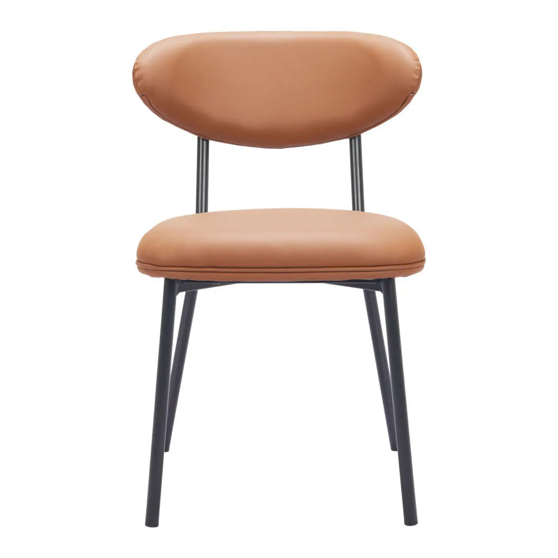 Set of Two Brown and Black Faux Leather Open Back Dining Side Chairs Homeroots Kitchen & Dining