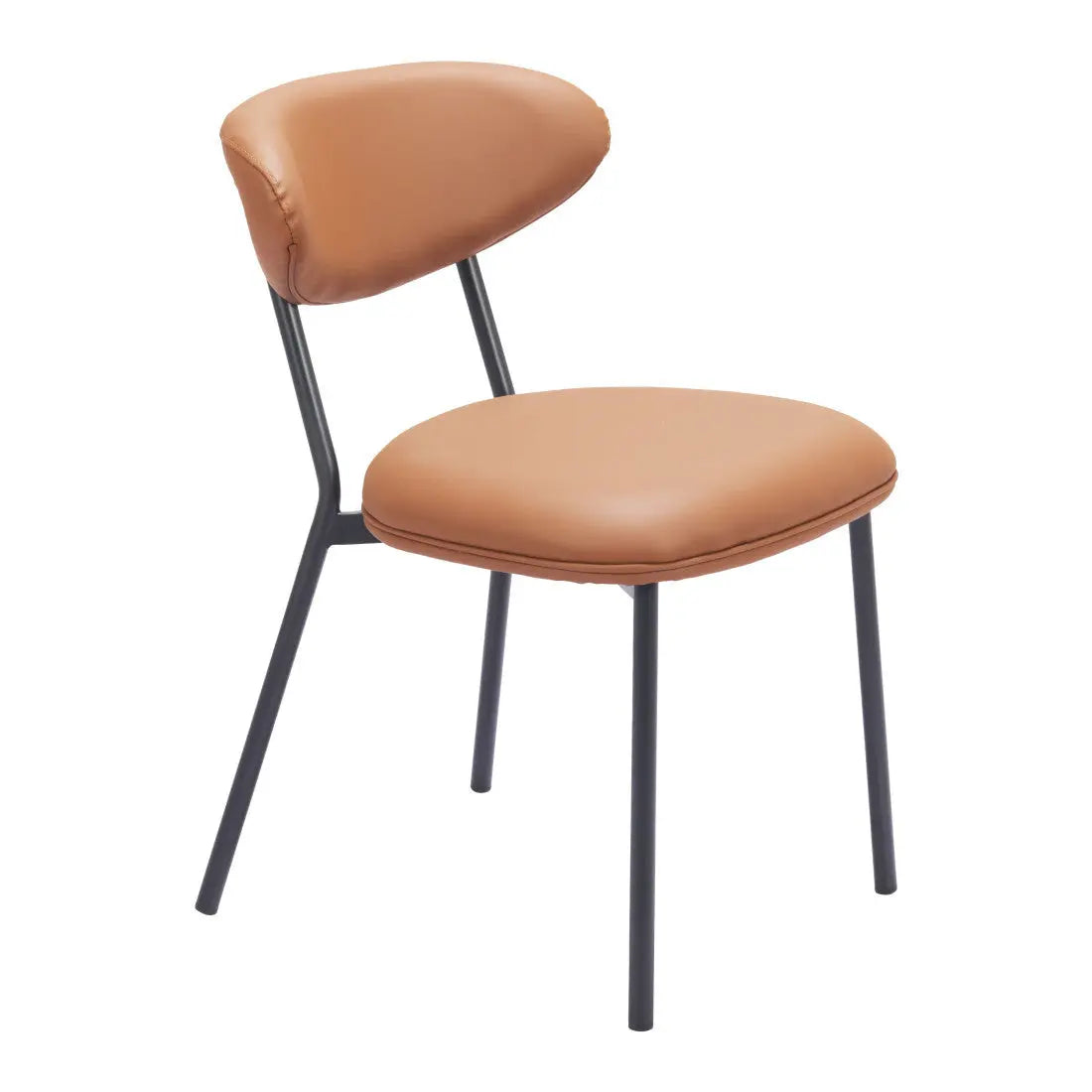 Set of Two Brown and Black Faux Leather Open Back Dining Side Chairs Homeroots Kitchen & Dining