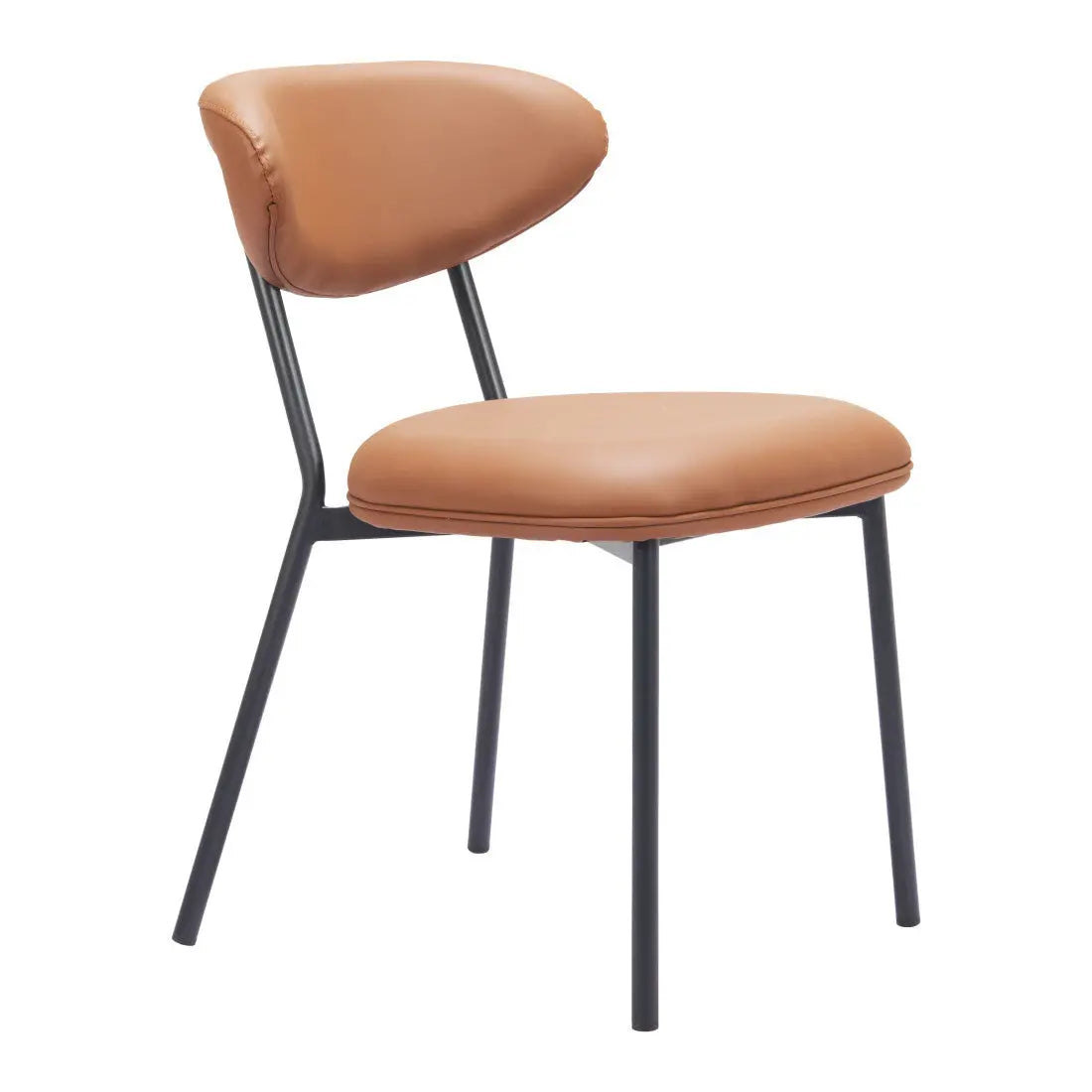 Set of Two Brown and Black Faux Leather Open Back Dining Side Chairs Homeroots Kitchen & Dining