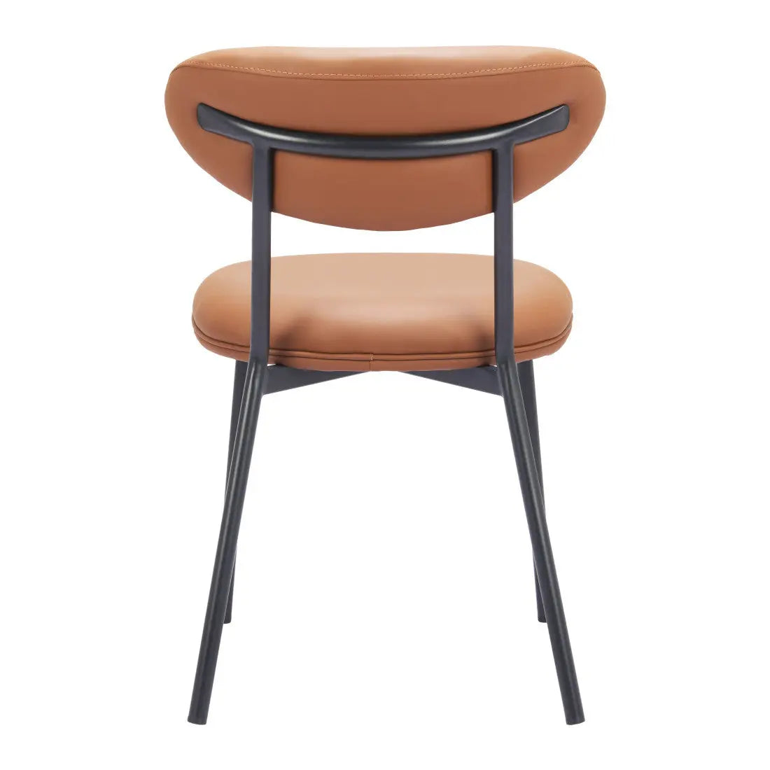 Set of Two Brown and Black Faux Leather Open Back Dining Side Chairs Homeroots Kitchen & Dining
