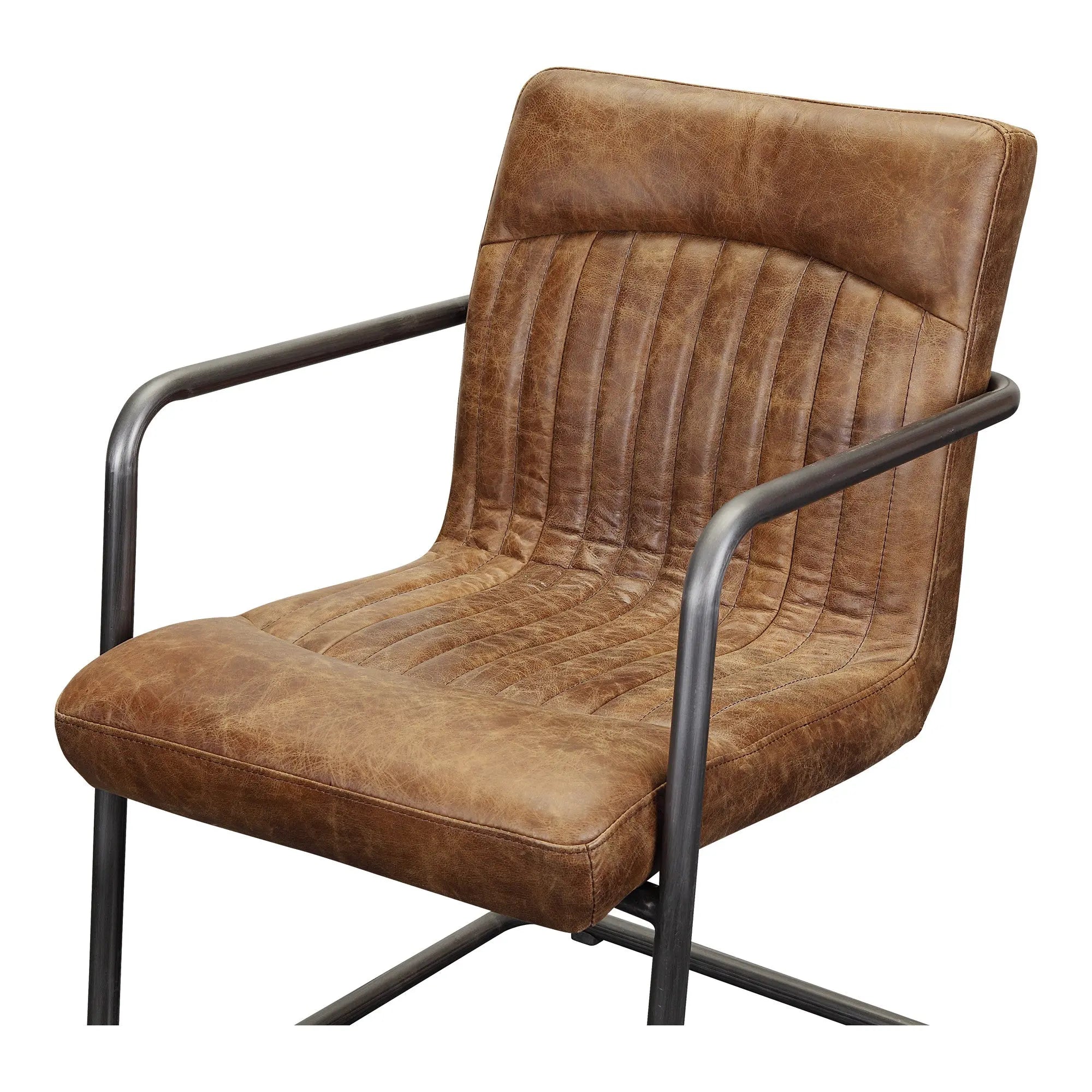 Set of Two Brown and Black Leather Dining Arm Chairs Homeroots Kitchen & Dining