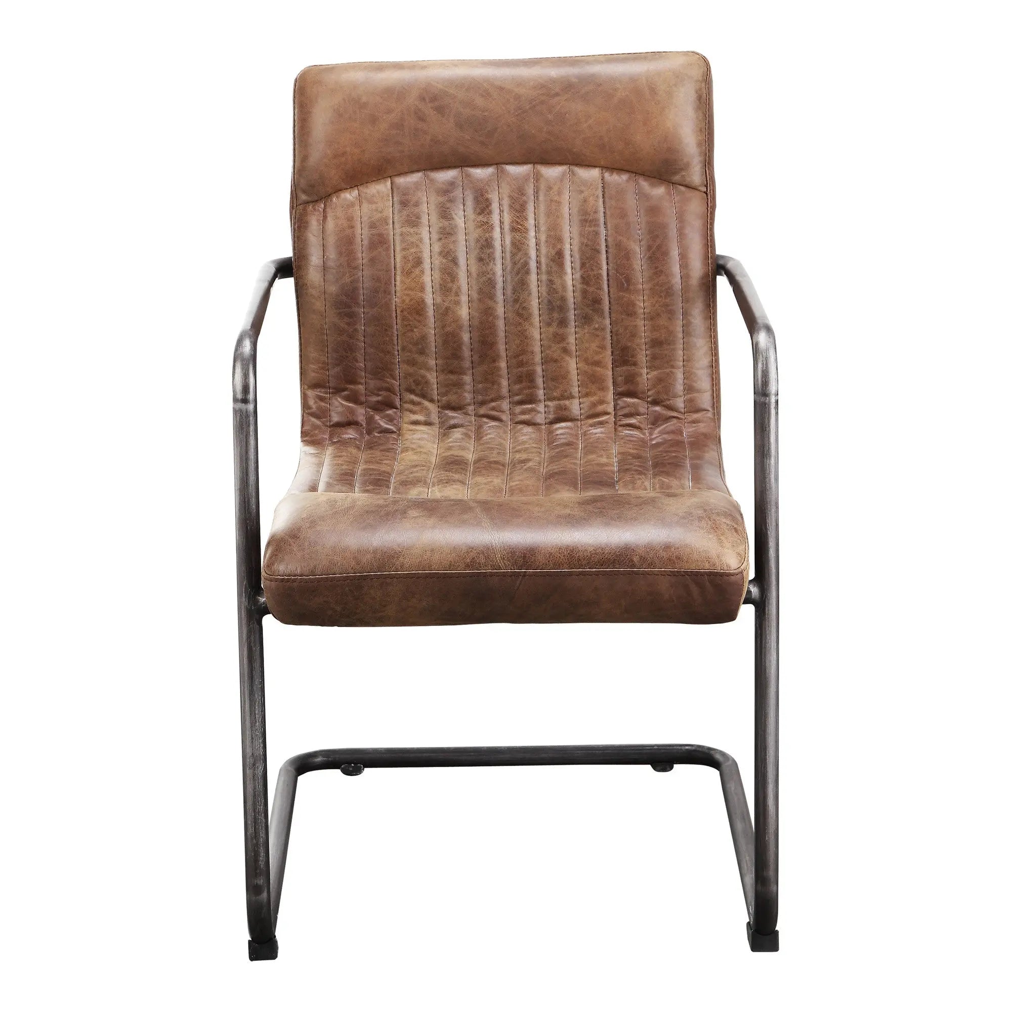 Set of Two Brown and Black Leather Dining Arm Chairs Homeroots Kitchen & Dining