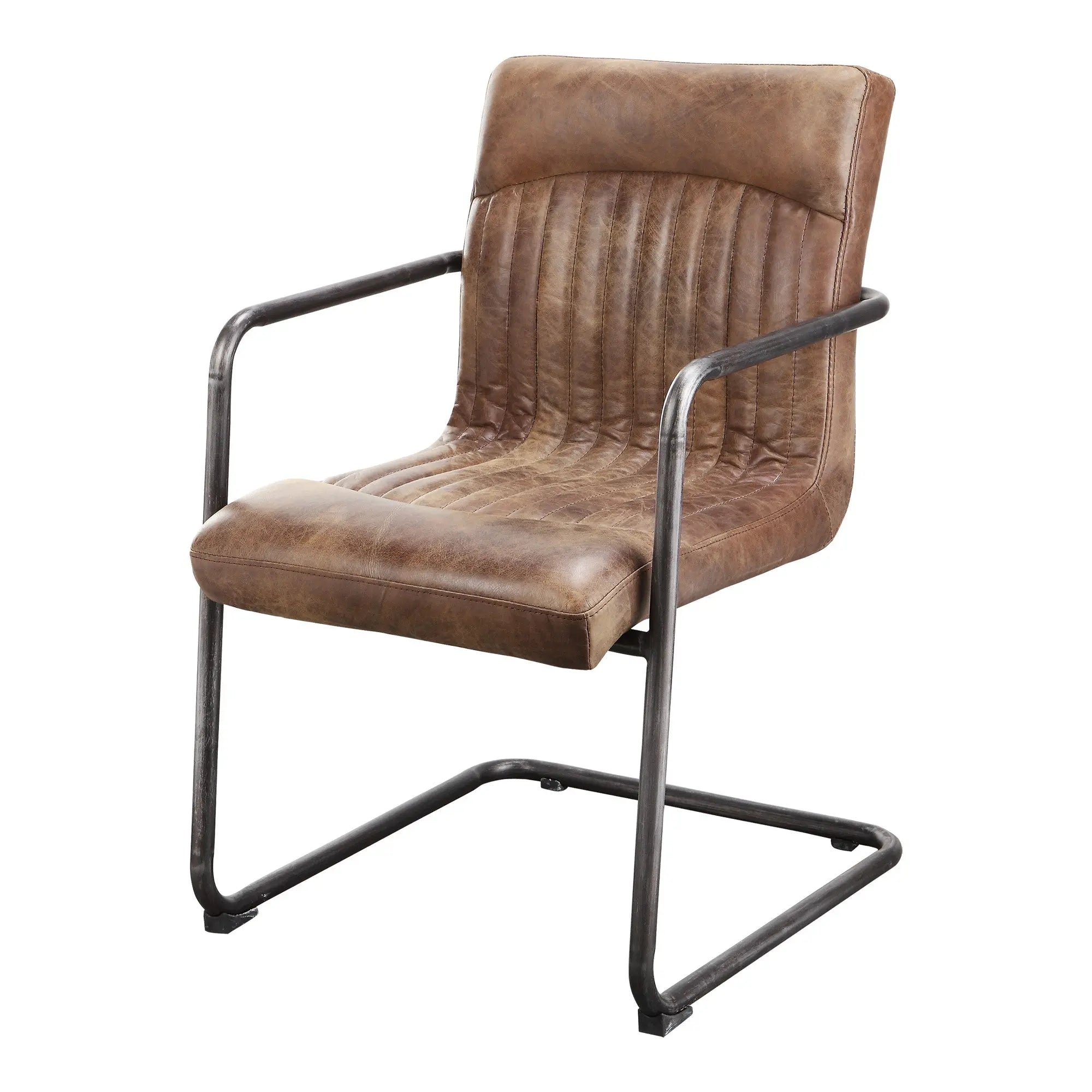Set of Two Brown and Black Leather Dining Arm Chairs Homeroots Kitchen & Dining