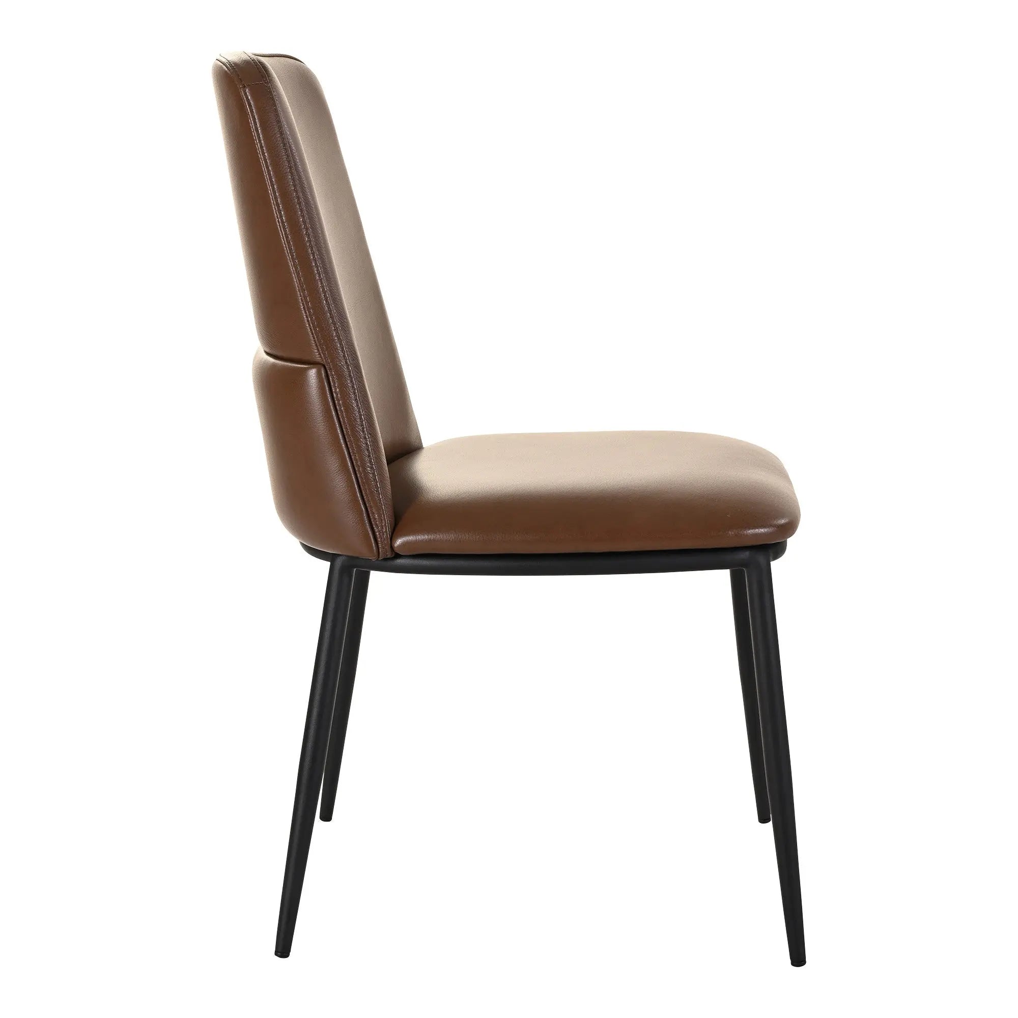 Set of Two Brown and Black Leather Dining Side Chairs Homeroots Kitchen & Dining