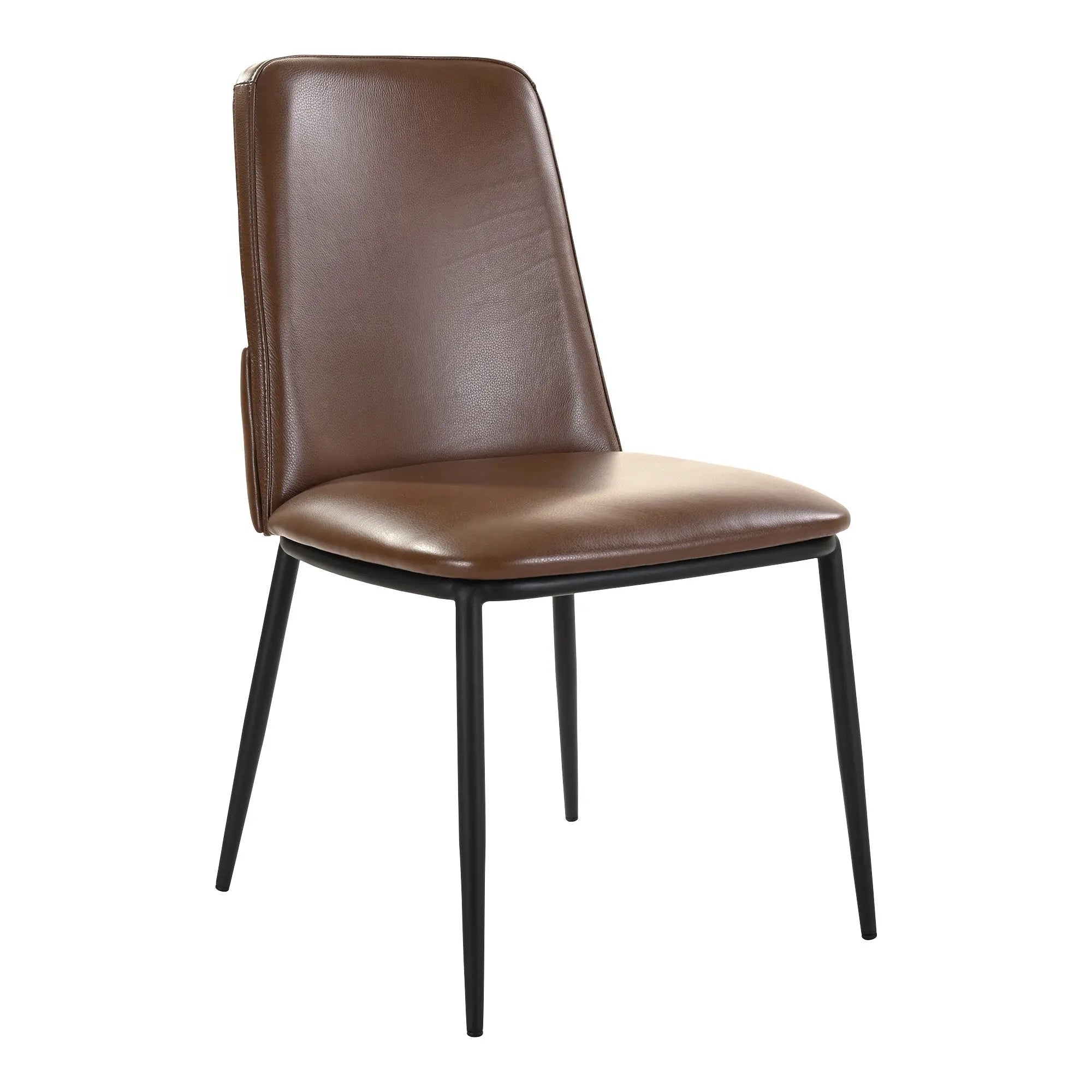 Set of Two Brown and Black Leather Dining Side Chairs Homeroots Kitchen & Dining