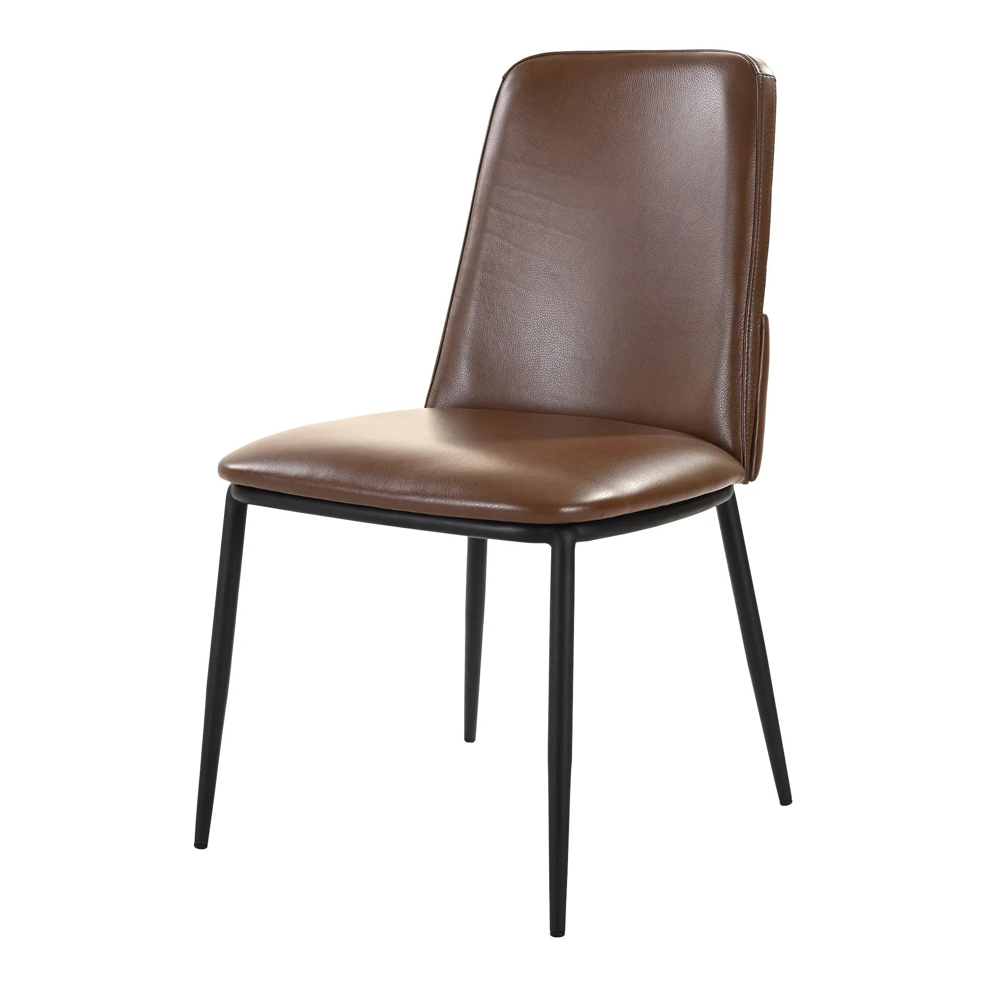 Set of Two Brown and Black Leather Dining Side Chairs Homeroots Kitchen & Dining