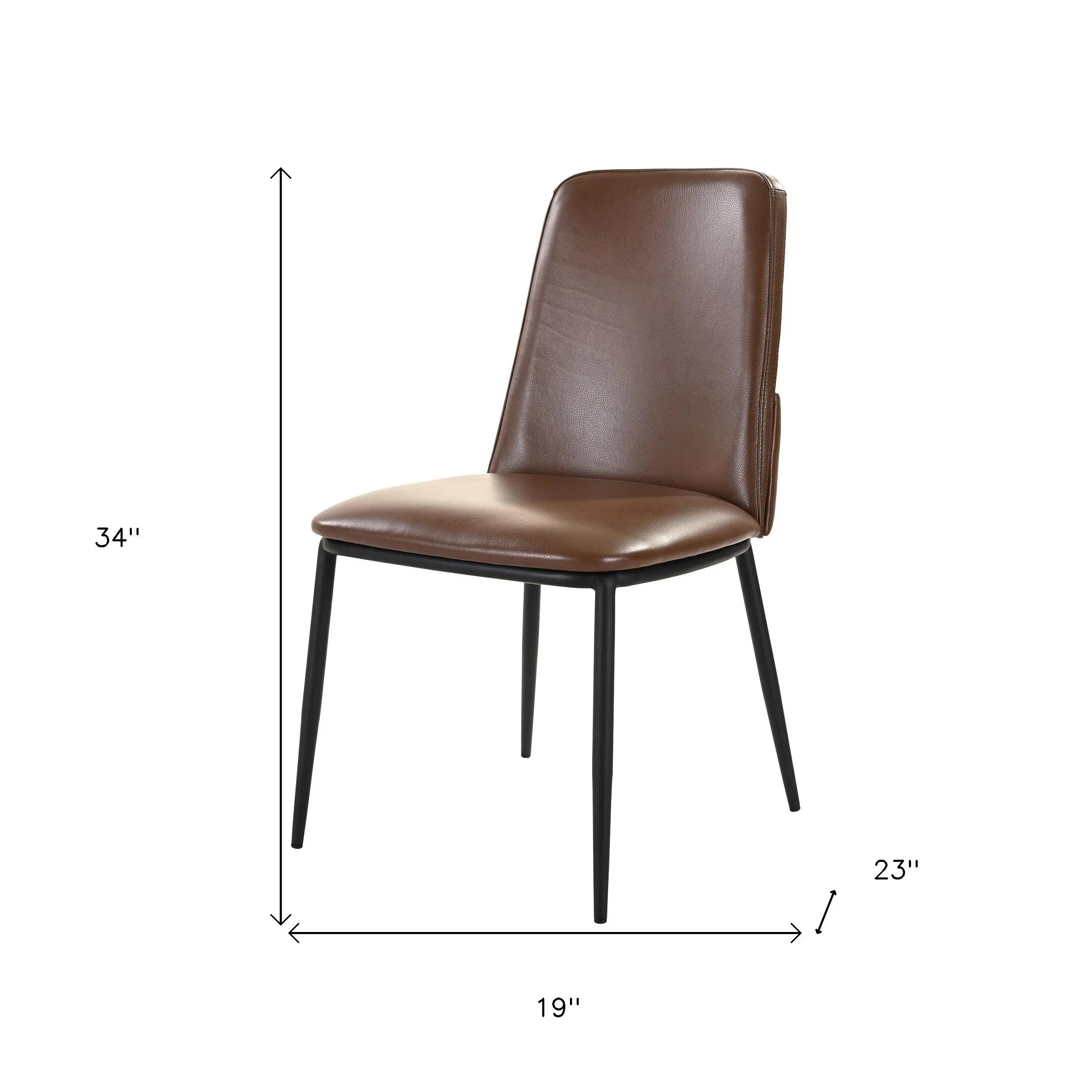 Set of Two Brown and Black Leather Dining Side Chairs Homeroots Kitchen & Dining