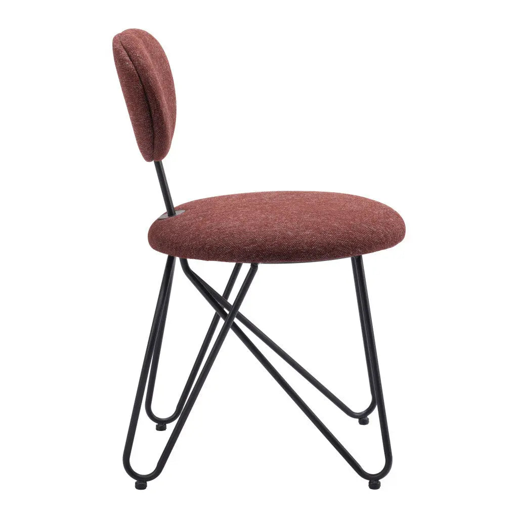 Set of Two Brown and Black Upholstered Fabric Open Back Dining Side Chairs - GreatEagleInc