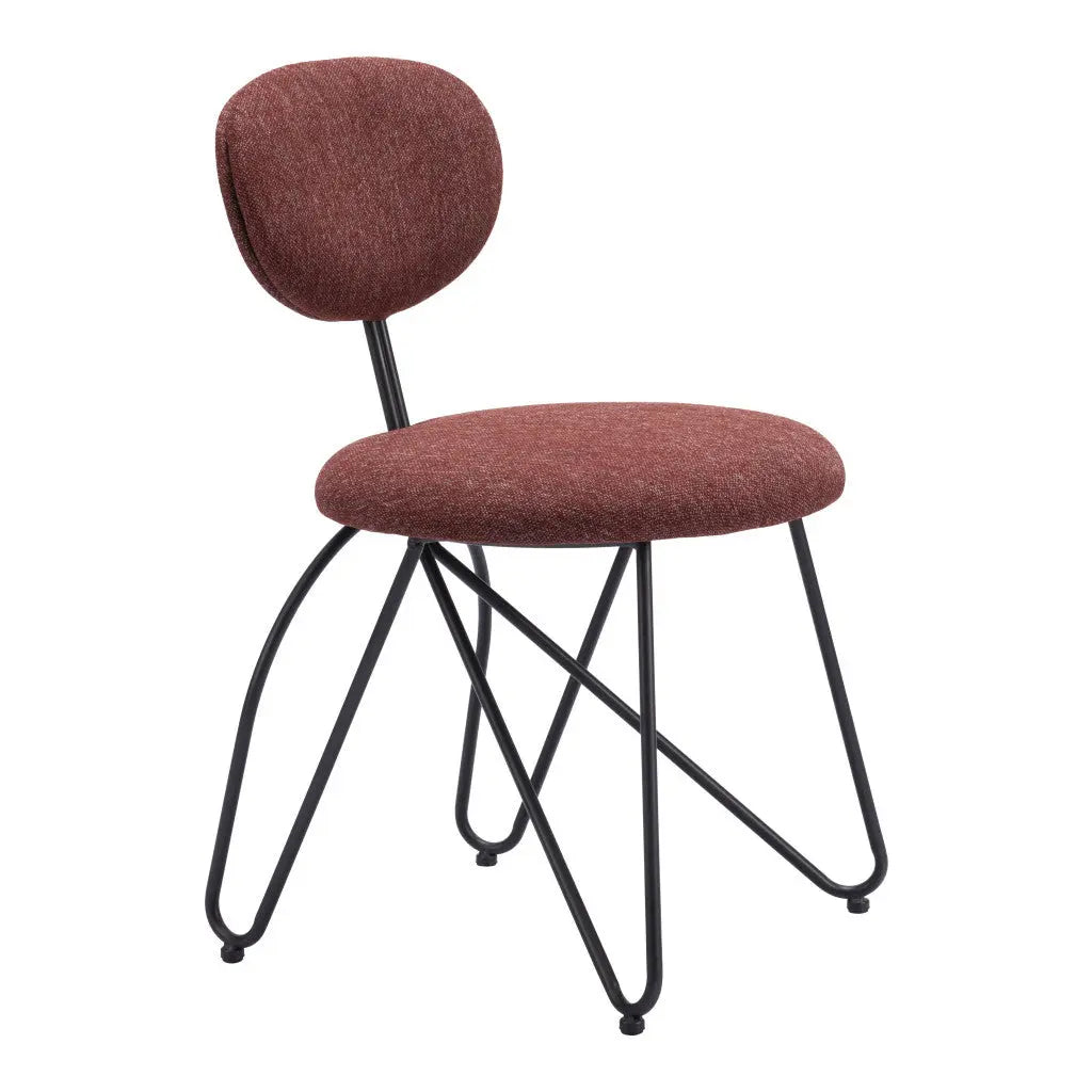 Set of Two Brown and Black Upholstered Fabric Open Back Dining Side Chairs - GreatEagleInc