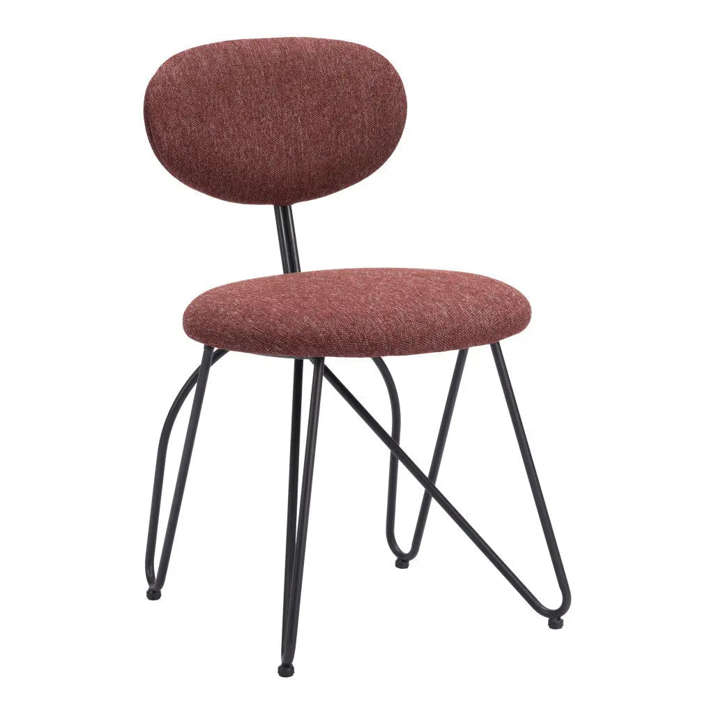 Set of Two Brown and Black Upholstered Fabric Open Back Dining Side Chairs - GreatEagleInc