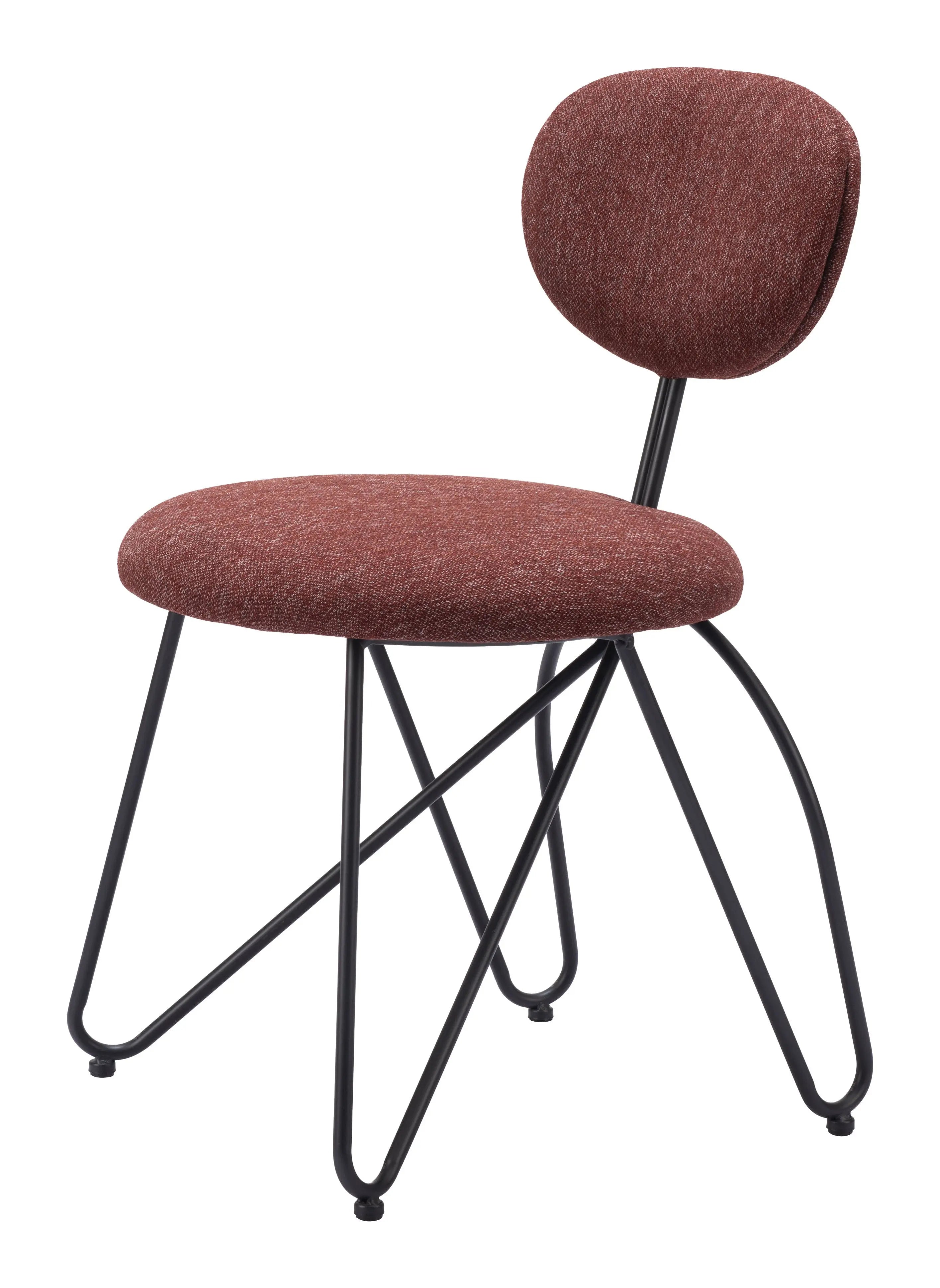 Set of Two Brown and Black Upholstered Fabric Open Back Dining Side Chairs - GreatEagleInc