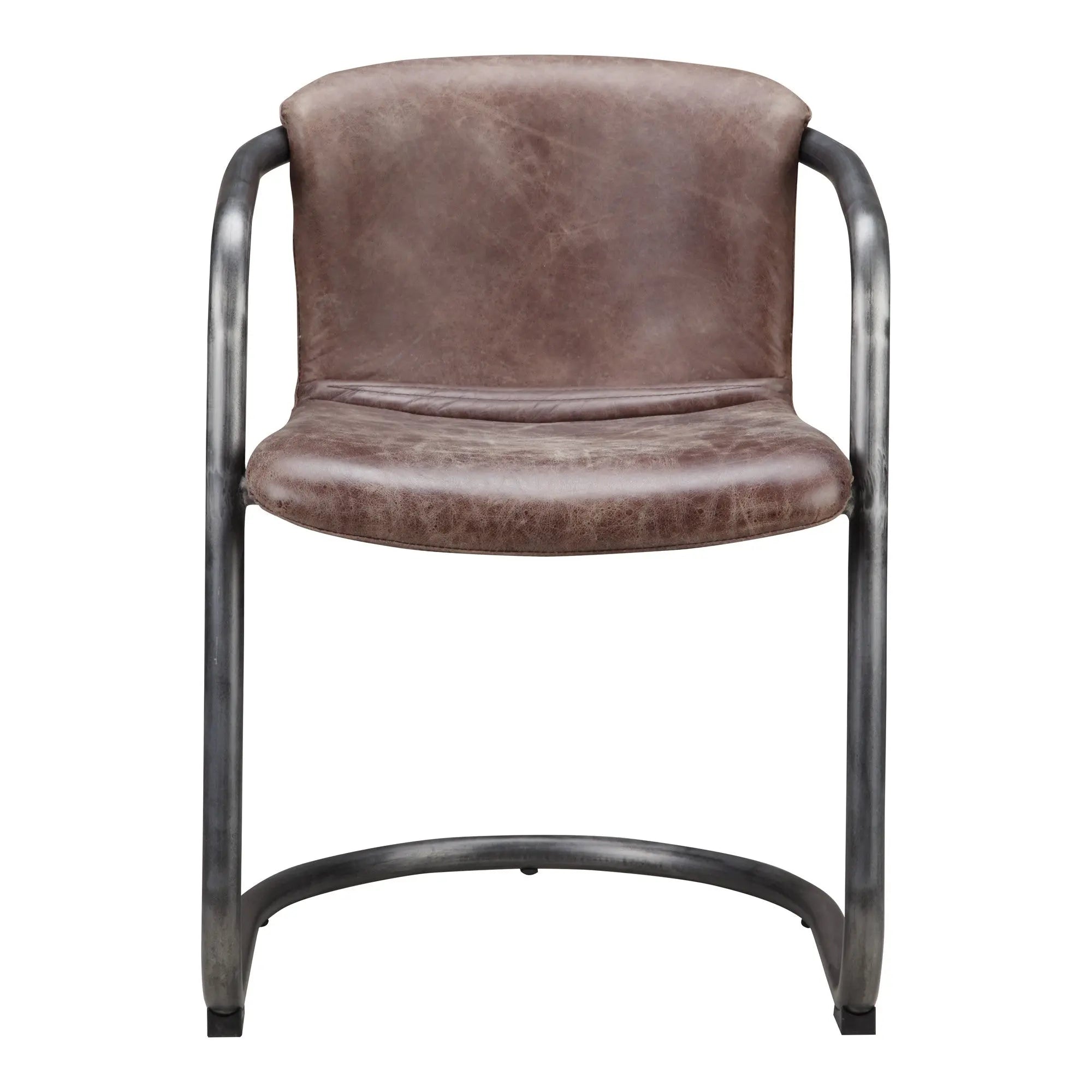 Set of Two Brown and Silver Leather Dining Arm Chairs Homeroots Kitchen & Dining