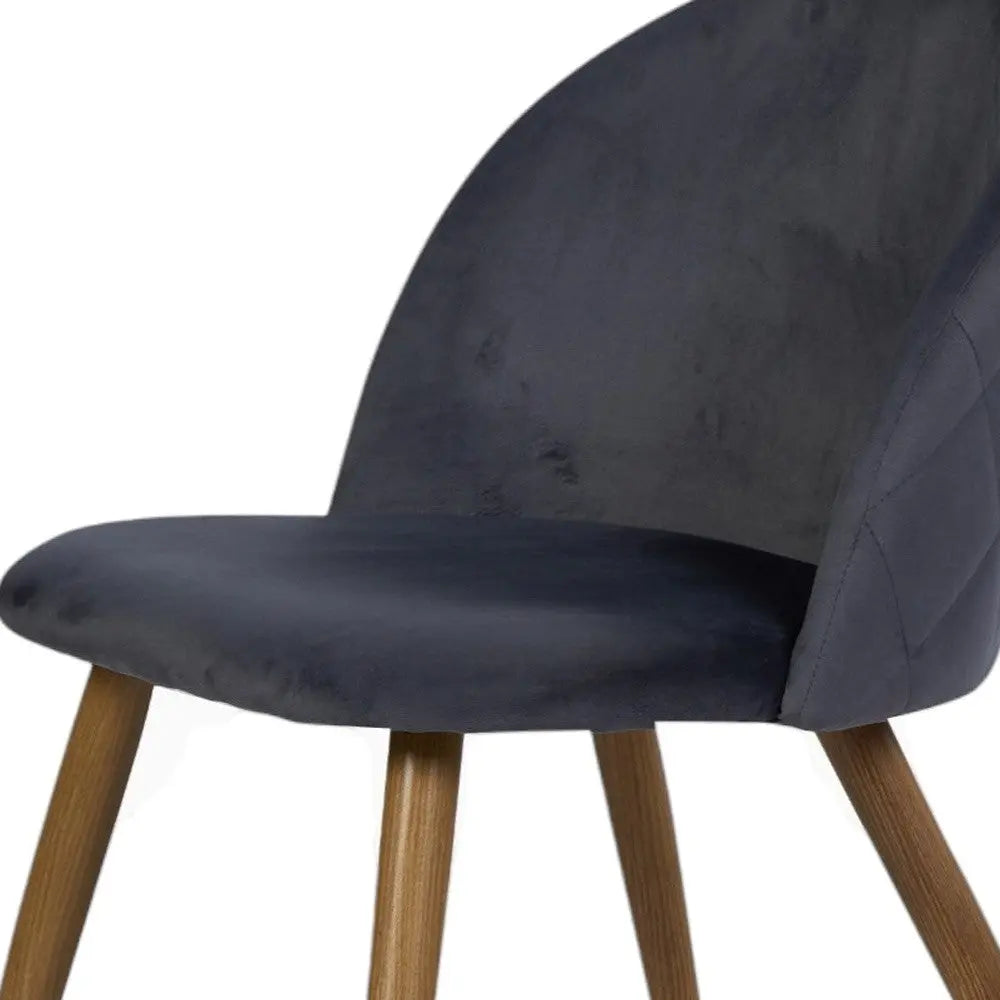 Set of Two Charcoal and Brown Upholstered Velvet Dining Side Chairs Homeroots Kitchen & Dining
