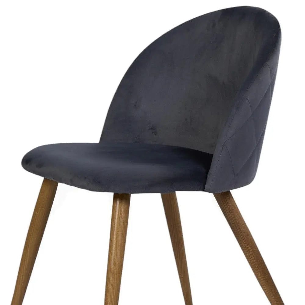 Set of Two Charcoal and Brown Upholstered Velvet Dining Side Chairs Homeroots Kitchen & Dining