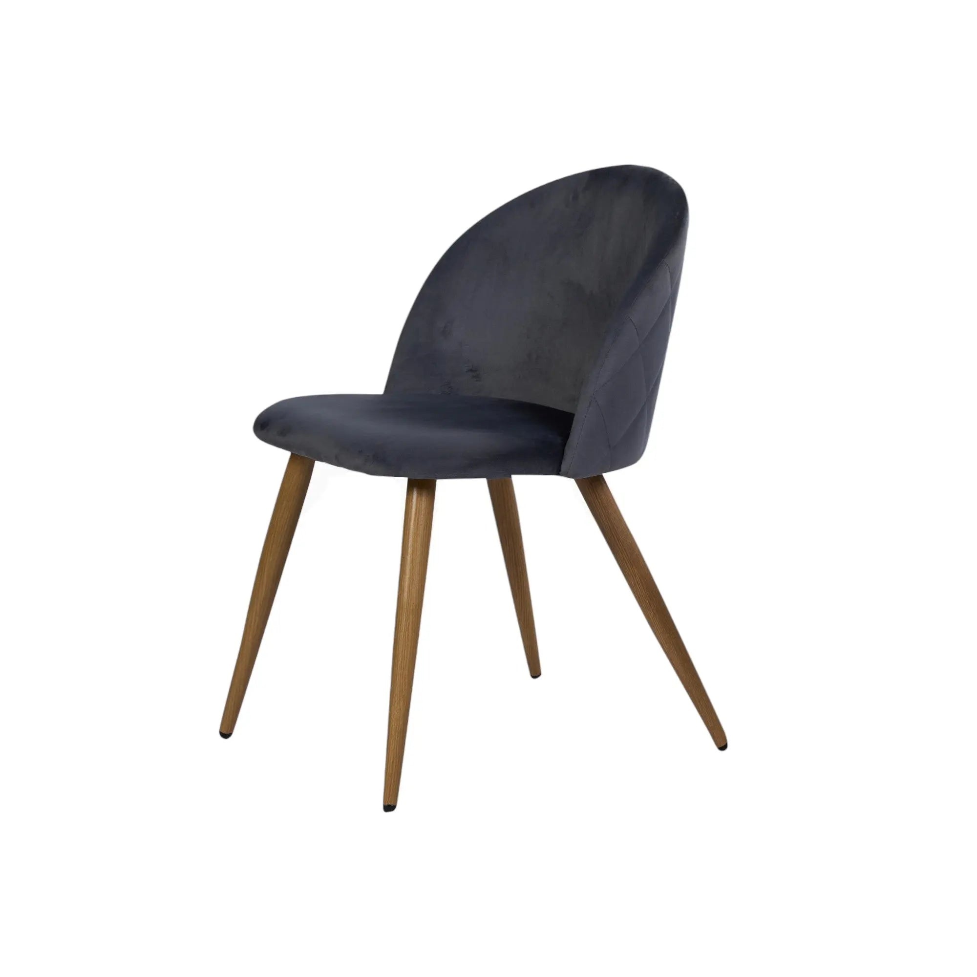 Set of Two Charcoal and Brown Upholstered Velvet Dining Side Chairs Homeroots Kitchen & Dining