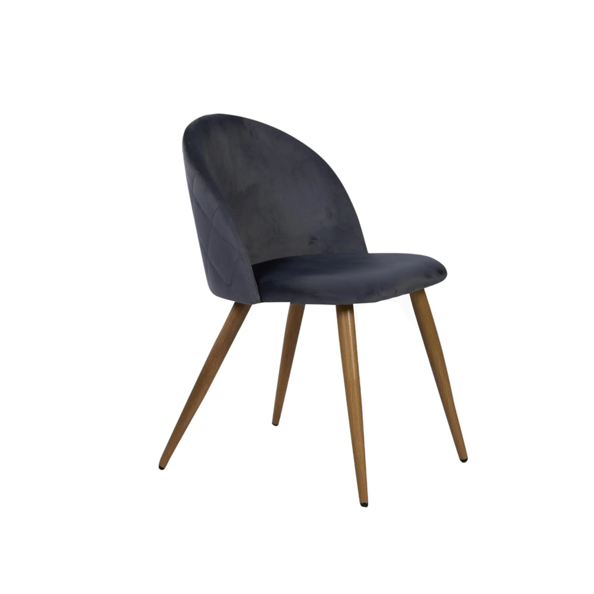 Set of Two Charcoal and Brown Upholstered Velvet Dining Side Chairs Homeroots Kitchen & Dining