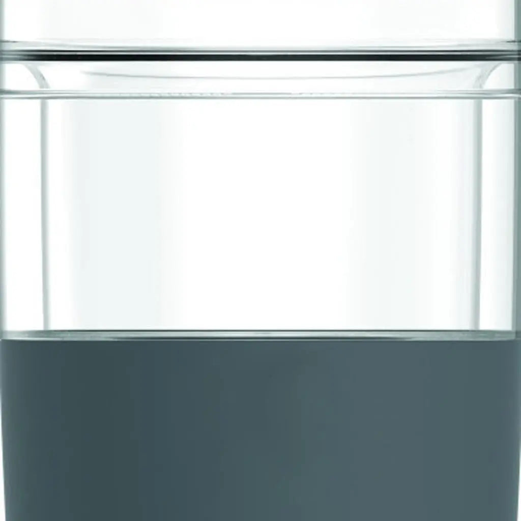 Set of Two Clear And Gray Plastic Straight Shape Stemless Drinking Glass Homeroots Kitchen & Dining