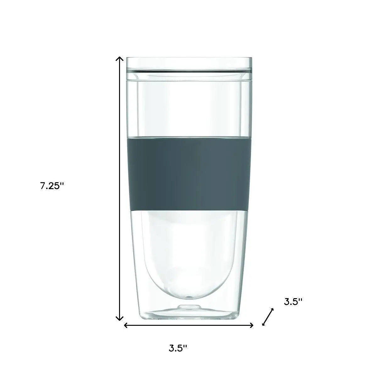 Set of Two Clear And Gray Plastic Straight Shape Stemless Drinking Glass Homeroots Kitchen & Dining