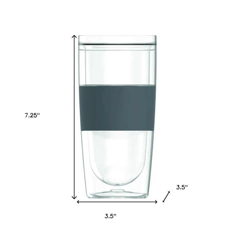 Set of Two Clear And Gray Plastic Straight Shape Stemless Drinking Glass Homeroots Kitchen & Dining