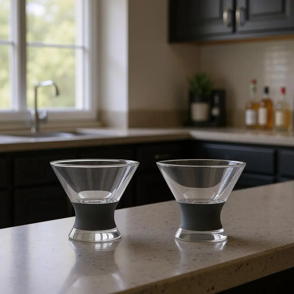 Set of Two Clear And Gray Tritan Plastic Conical Shape Stemless Martini Glass Homeroots Kitchen & Dining