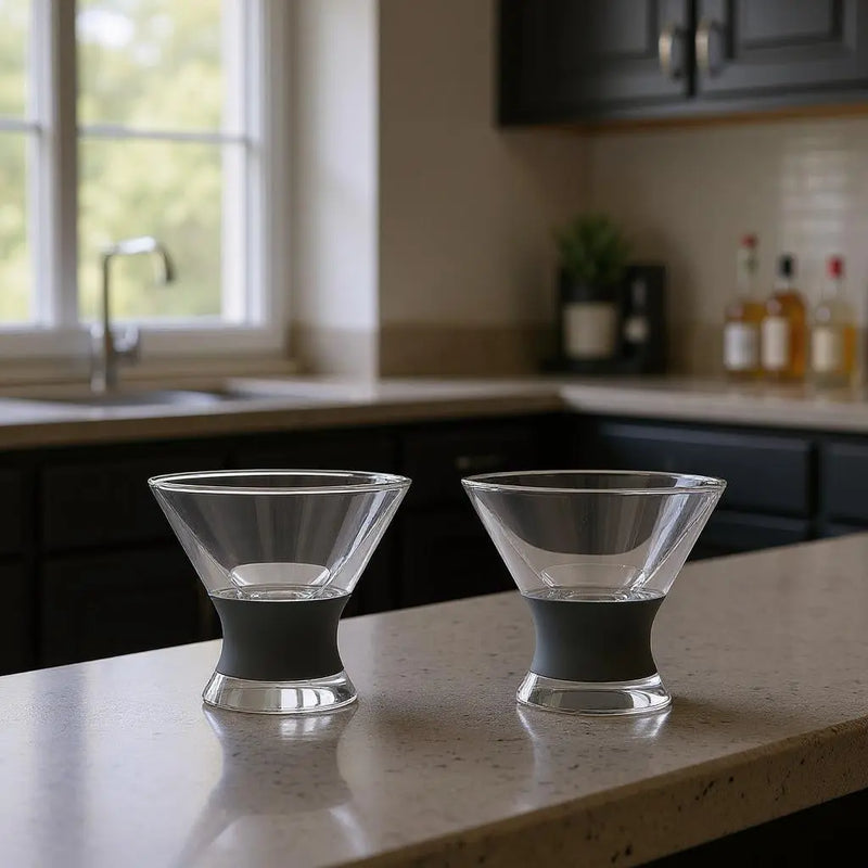 Set of Two Clear And Gray Tritan Plastic Conical Shape Stemless Martini Glass Homeroots Kitchen & Dining