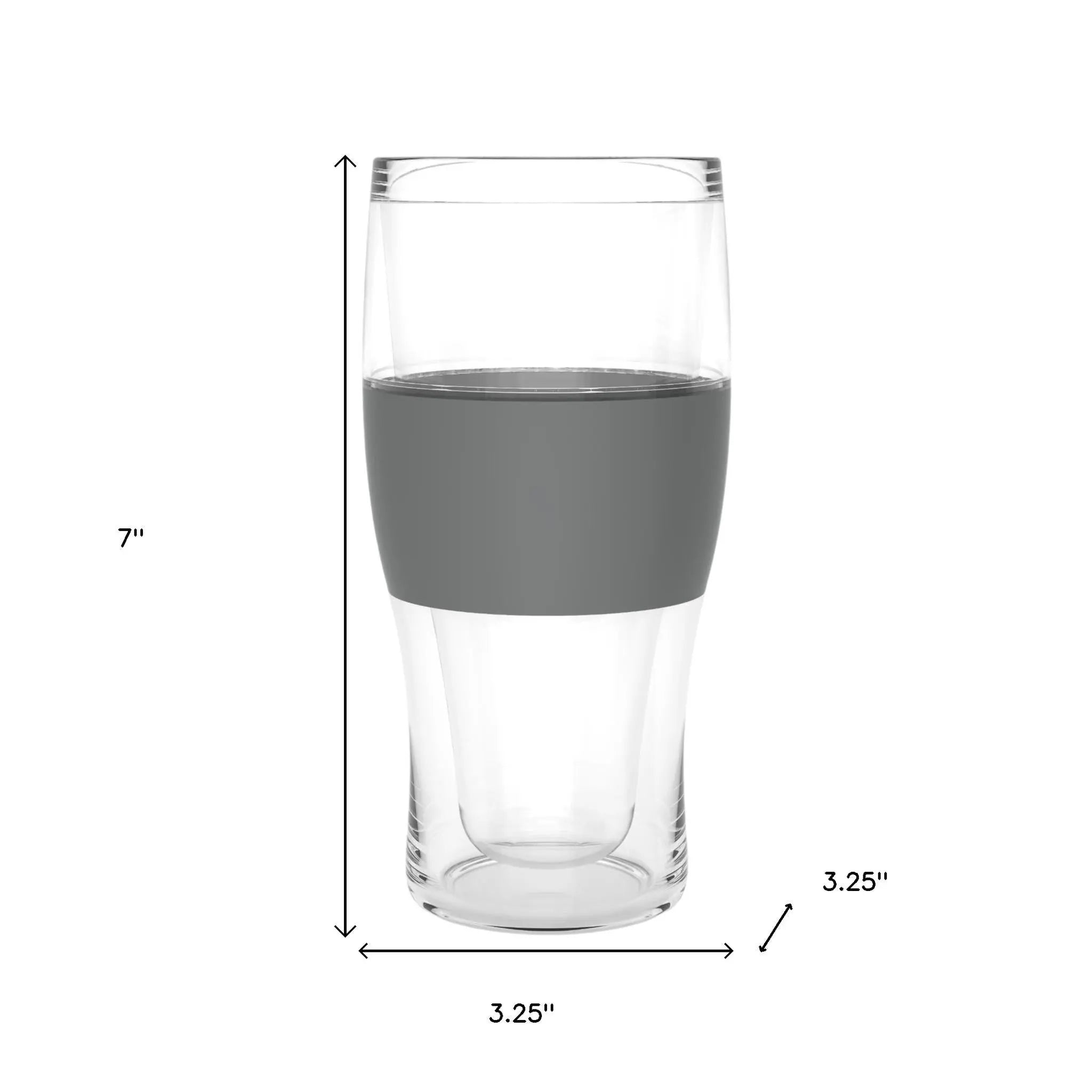 Set of Two Clear And Gray Tritan Plastic Unique Shape Stemless Pint Glass Homeroots Kitchen & Dining