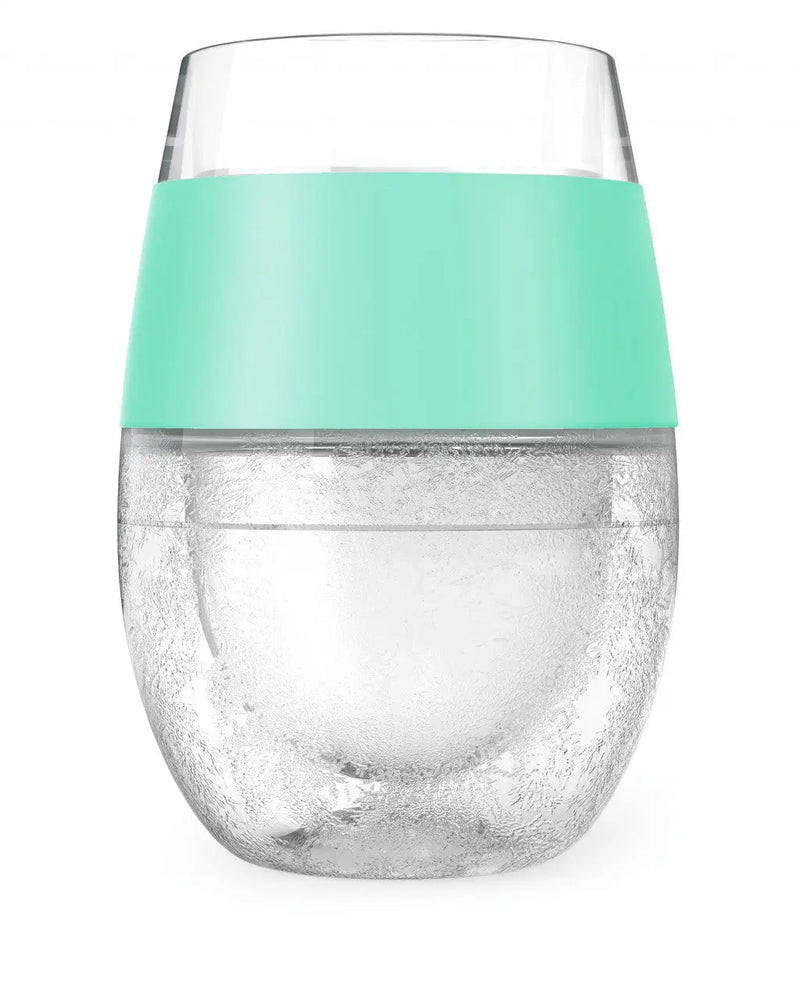 Set of Two Clear And Mint Green Tritan Plastic Convex Curve Shape Stemless All Purpose Wine Glass Homeroots Kitchen & Dining
