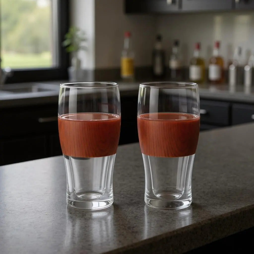 Set of Two Clear And Natural Tritan Plastic Unique Shape Stemless Pint Glass Homeroots Kitchen & Dining