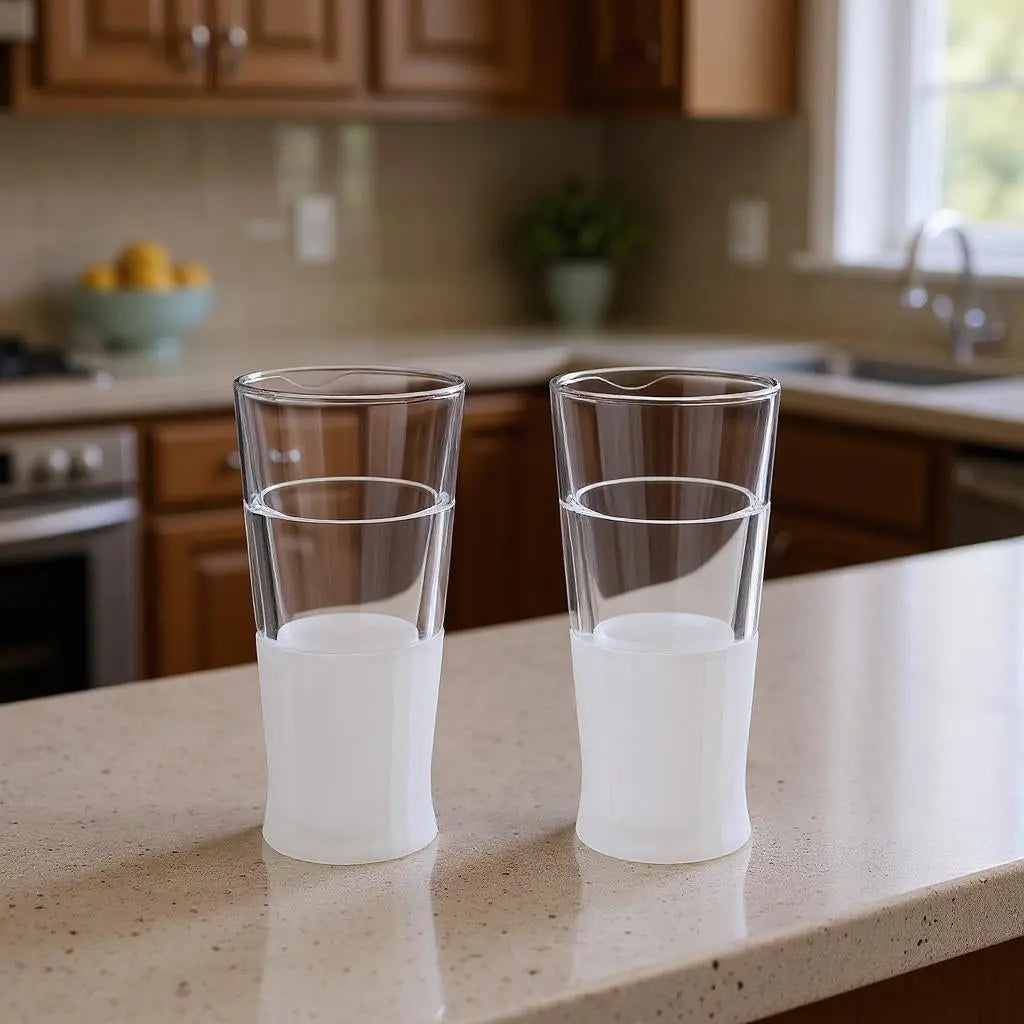 Set of Two Clear Crystal Glass Narrowing Shape Stemless Pint Glass Homeroots Kitchen & Dining