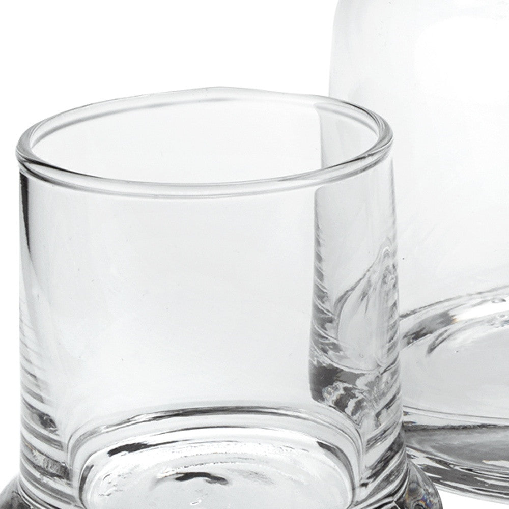 Set of Two Clear Crystal Glass Stemless Carafe And Drinking Glass Homeroots Kitchen & Dining